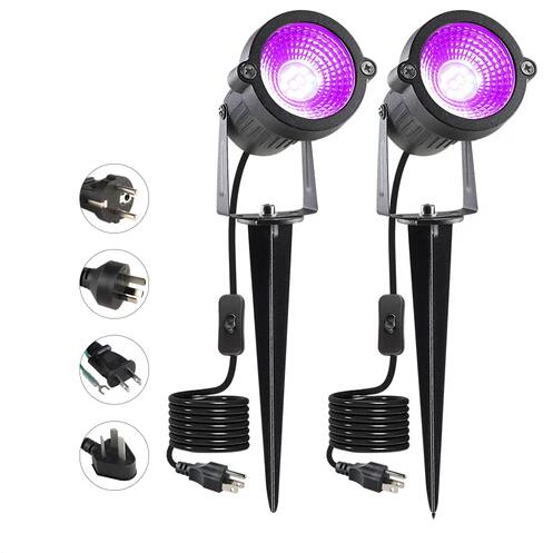 (image for) 2Pack Black Light 12W AC85-265V IP66 Waterproof UV 385-400nm Purple Led Lights Lawn Light Spotlight for Stage Lighting Glow Party Room Fluorescent All Hallows\' Day